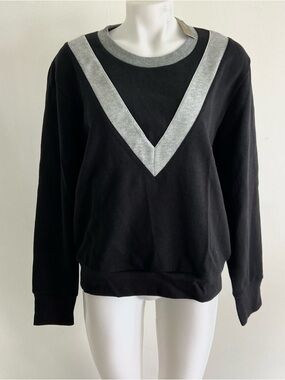 J. Crew Black Sweatshirt with Light Gray V-Neck Trim‎